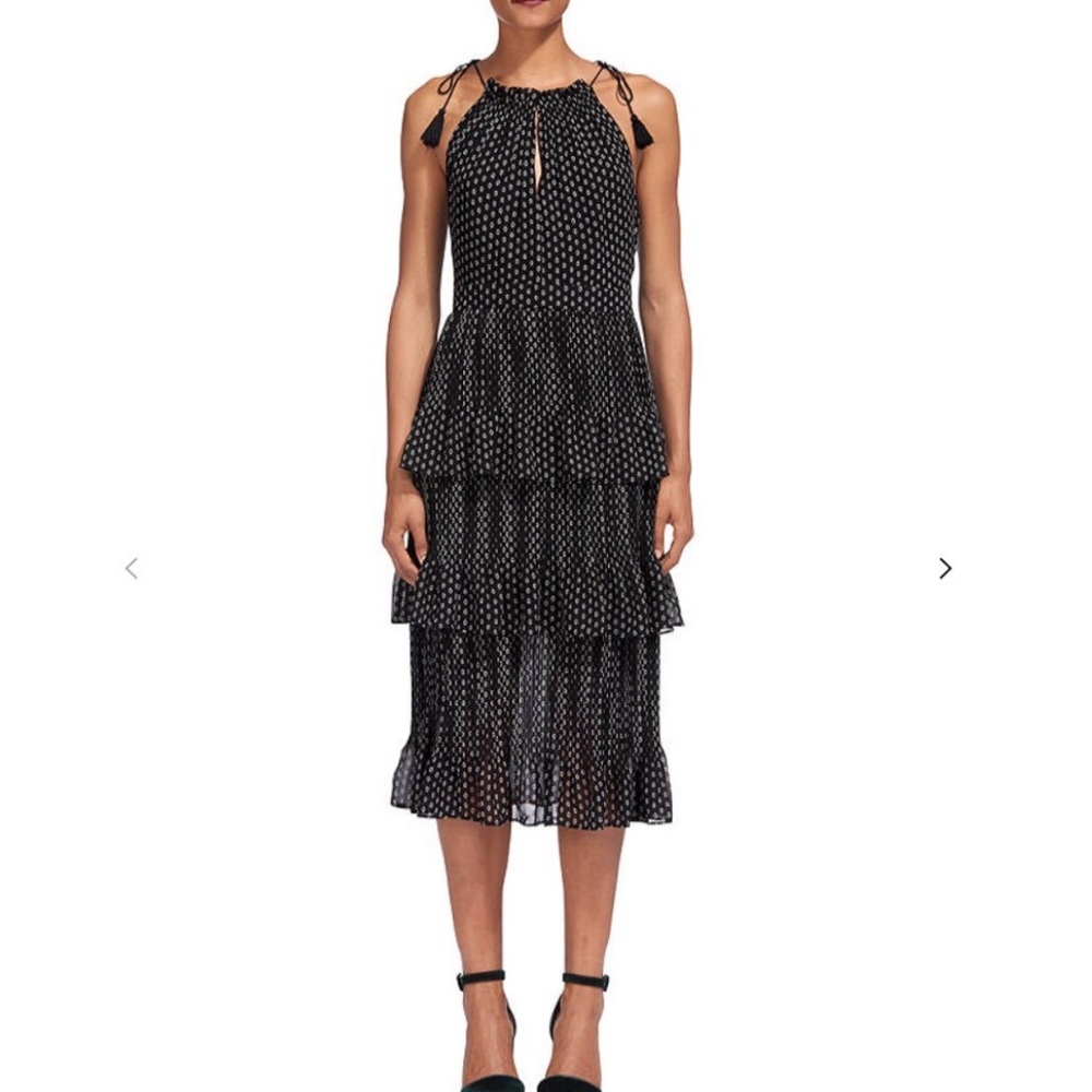 Whistles Black and White Tiered Midi Skirt
